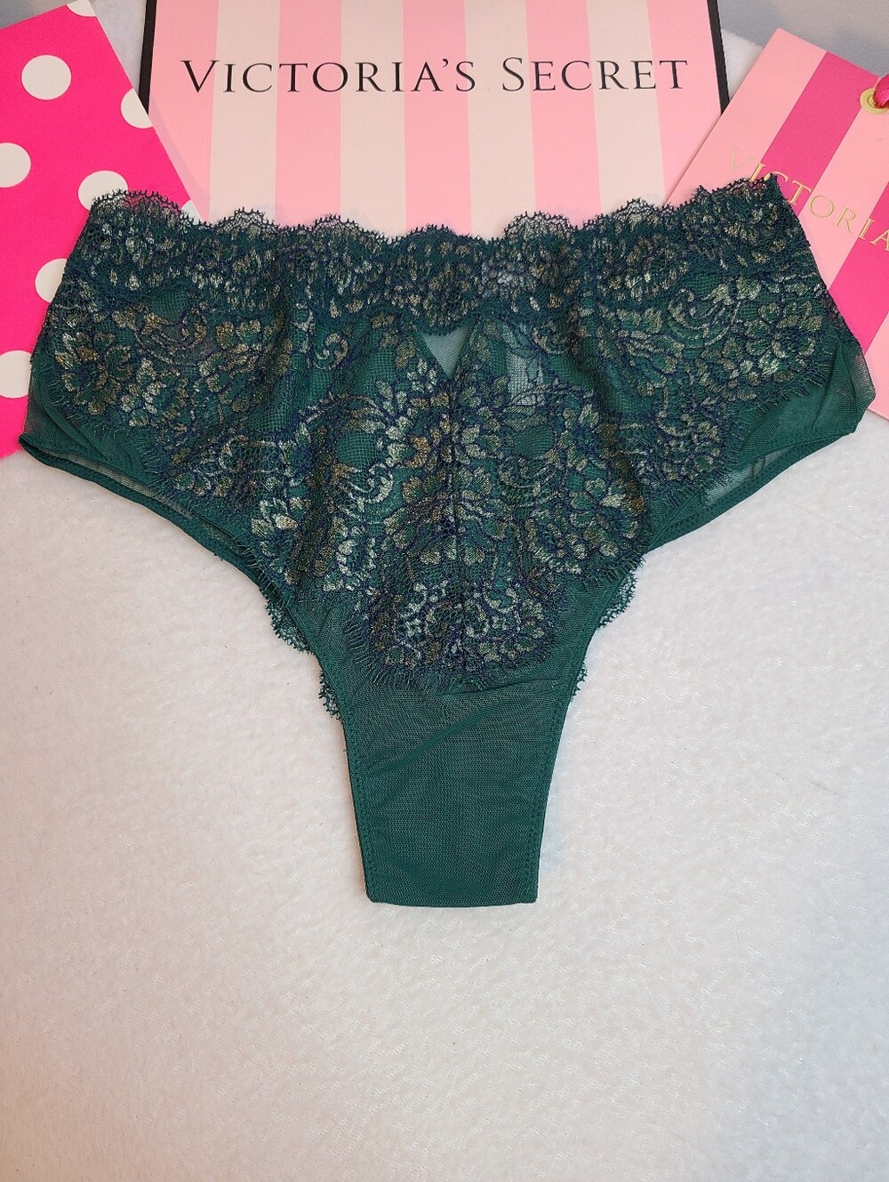 Y2K VS Dream Angels Pretty Shimmer Lace High Waist Cheeky Panty Size M